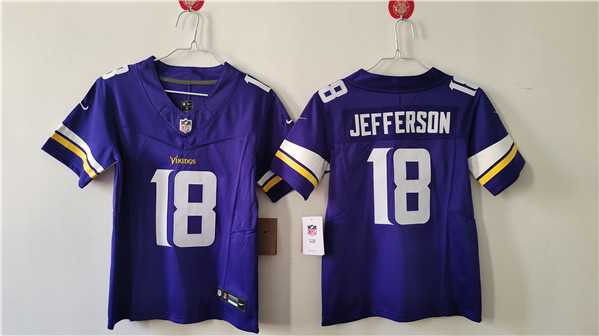 Women%27s Minnesota Vikings #18 Justin Jefferson Purple F.U.S.E. Vapor Untouchable Limited Football Stitched Jersey(Run Small)